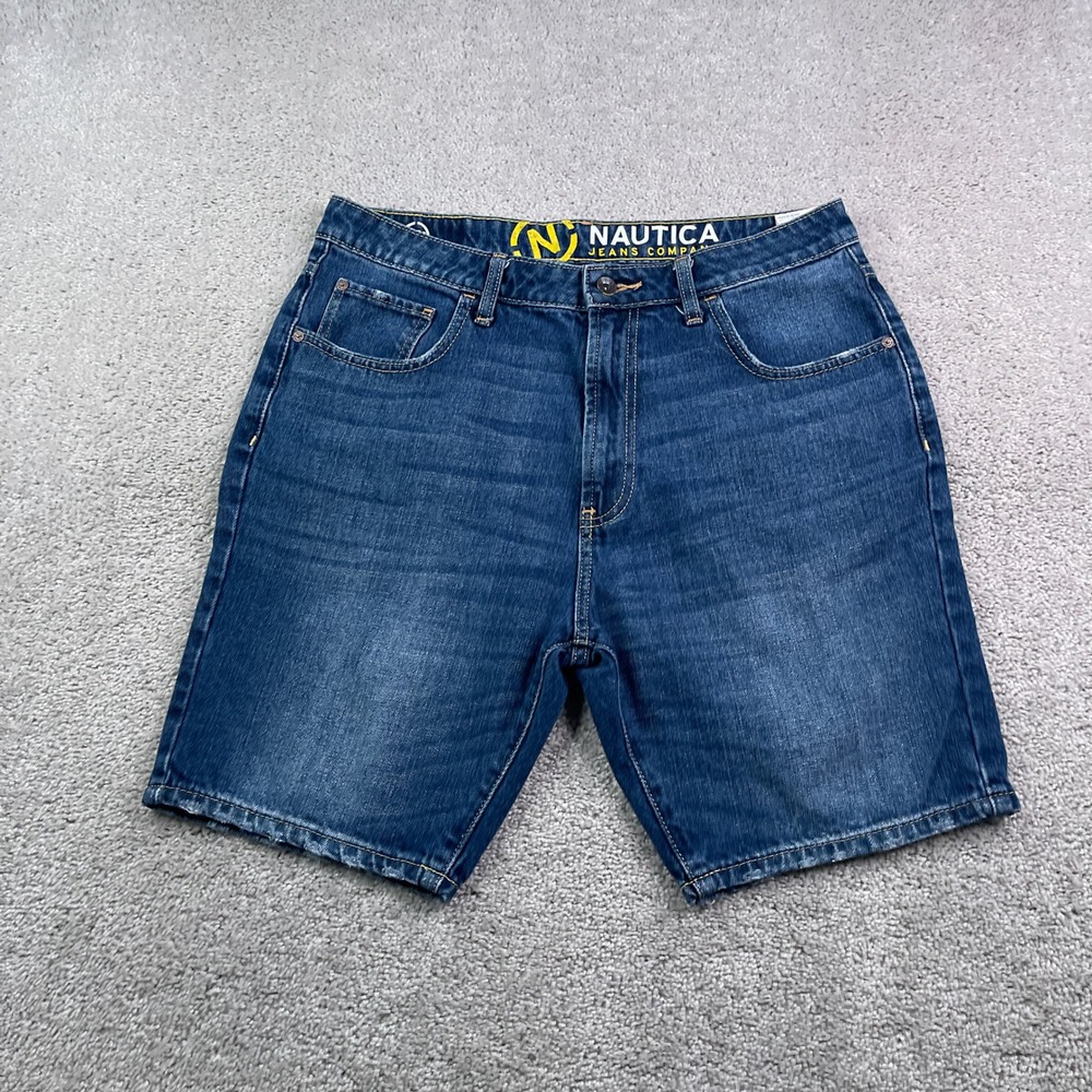 Nautica Jean Shorts Mens 32 Blue Original Relaxed Denim Casual Classic Jorts